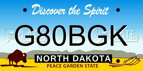 G80BGK North Dakota License Plate