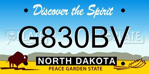 G830BV North Dakota License Plate