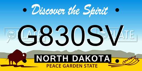 G830SV North Dakota License Plate