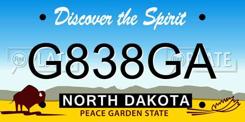 G838GA North Dakota License Plate