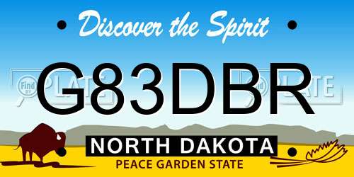 G83DBR North Dakota License Plate