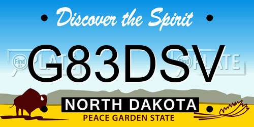 G83DSV North Dakota License Plate