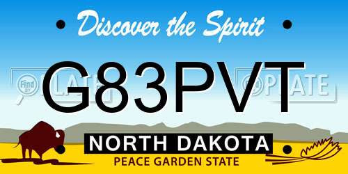 G83PVT North Dakota License Plate