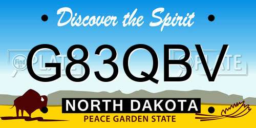 G83QBV North Dakota License Plate