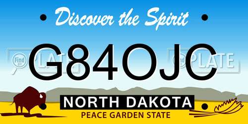 G84OJC North Dakota License Plate