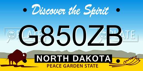 G850ZB North Dakota License Plate