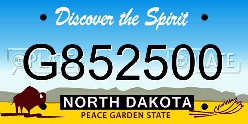 G852500 North Dakota License Plate