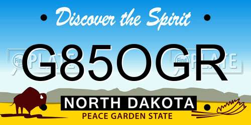 G85OGR North Dakota License Plate
