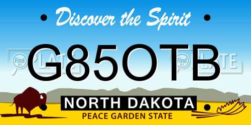 G85OTB North Dakota License Plate