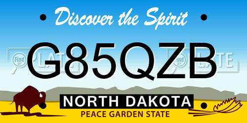 G85QZB North Dakota License Plate