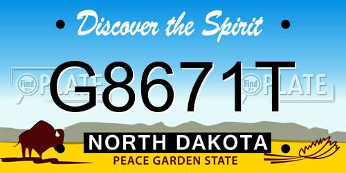 G8671T North Dakota License Plate