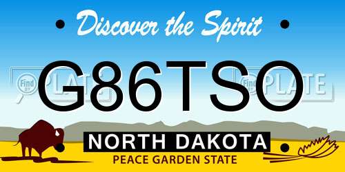 G86TSO North Dakota License Plate