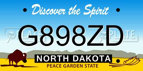 G898ZD North Dakota License Plate