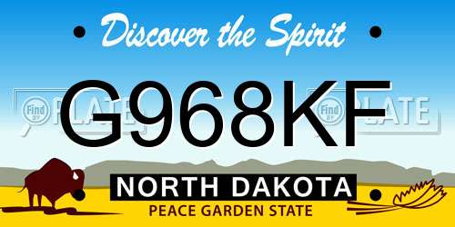 G968KF North Dakota License Plate
