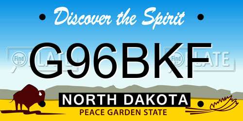 G96BKF North Dakota License Plate