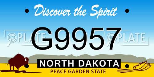 G9957 North Dakota License Plate