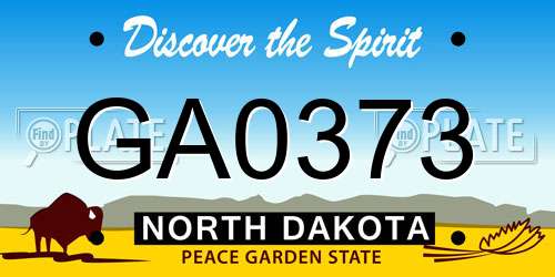 GA0373 North Dakota License Plate