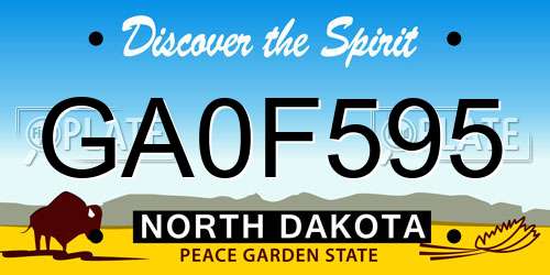 GA0F595 North Dakota License Plate