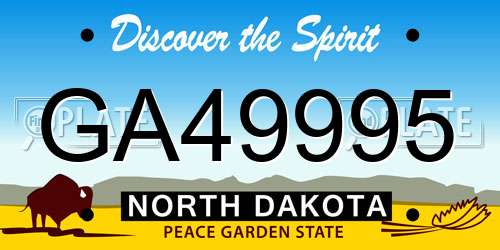 GA49995 North Dakota License Plate