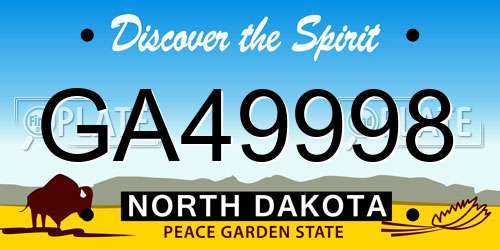 GA49998 North Dakota License Plate
