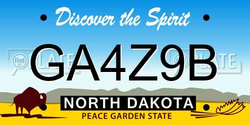 GA4Z9B North Dakota License Plate