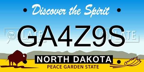 GA4Z9S North Dakota License Plate