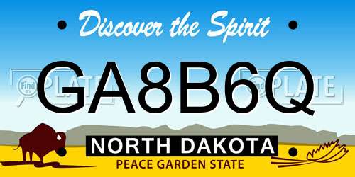 GA8B6Q North Dakota License Plate