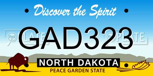 GAD323 North Dakota License Plate