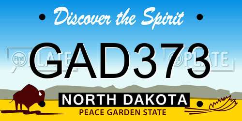 GAD373 North Dakota License Plate