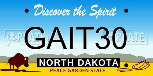 GAIT30 North Dakota License Plate