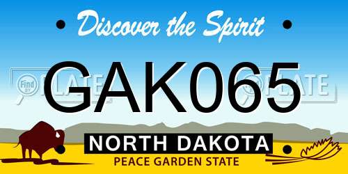GAK065 North Dakota License Plate