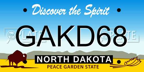 GAKD68 North Dakota License Plate