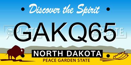 GAKQ65 North Dakota License Plate