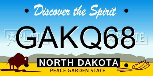 GAKQ68 North Dakota License Plate