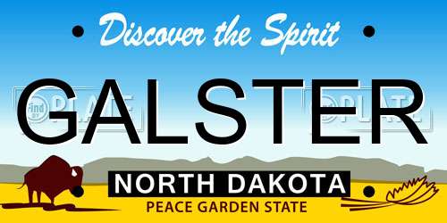 GALSTER North Dakota License Plate