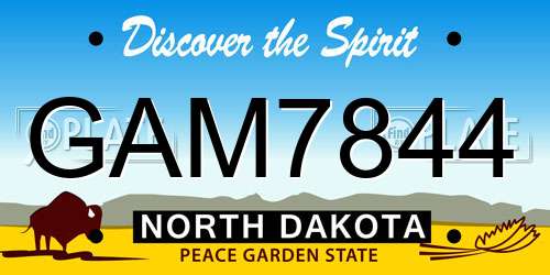GAM7844 North Dakota License Plate