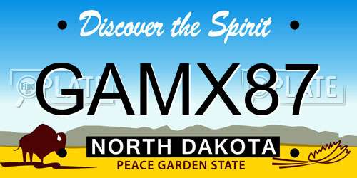 GAMX87 North Dakota License Plate