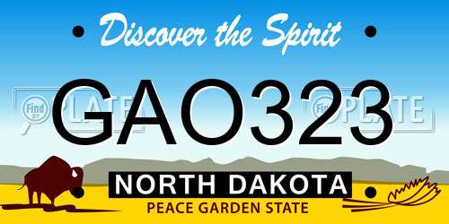 GAO323 North Dakota License Plate