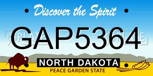 GAP5364 North Dakota License Plate