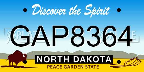 GAP8364 North Dakota License Plate