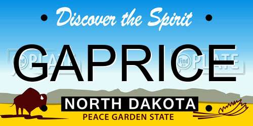 GAPRICE North Dakota License Plate