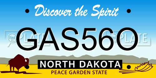 GAS56O North Dakota License Plate