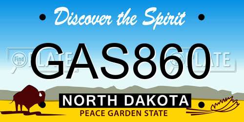 GAS860 North Dakota License Plate