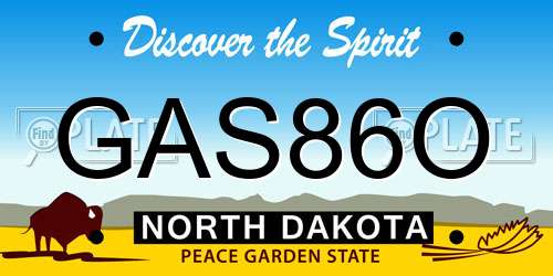 GAS86O North Dakota License Plate