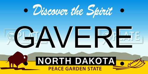GAVERE North Dakota License Plate
