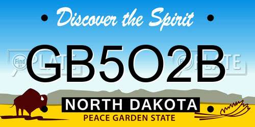 GB5O2B North Dakota License Plate