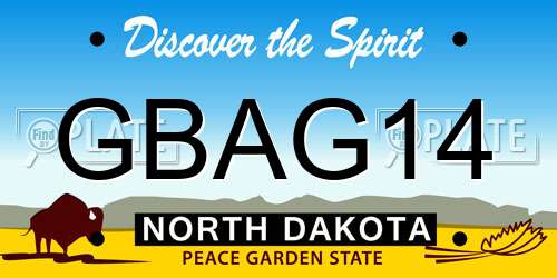 GBAG14 North Dakota License Plate