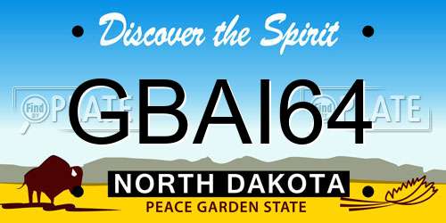 GBAI64 North Dakota License Plate