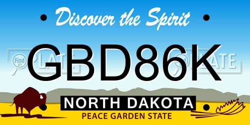 GBD86K North Dakota License Plate