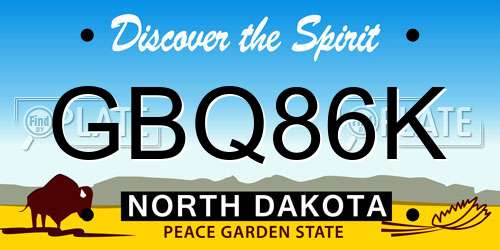 GBQ86K North Dakota License Plate